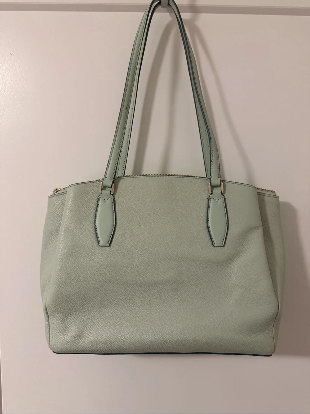kate spade mint green pebbled leather tote